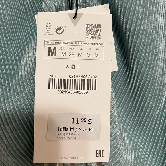 Light Blue/Turquoise Zara Top - Picture 3 of 3